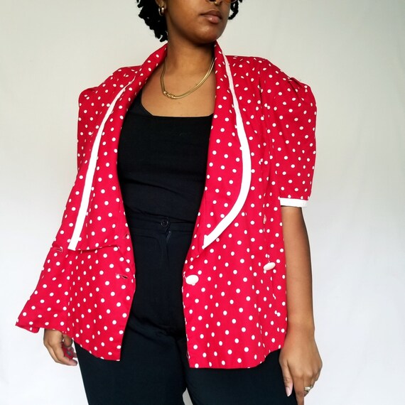 Vintage 90's Red White Polka Dot Blazer 