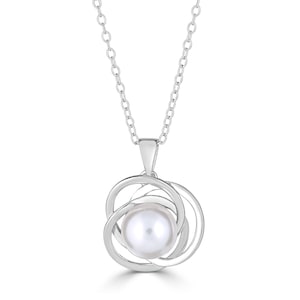 Pearl Pendant Necklace Silver Love Knot Necklace Bridesmaid - Etsy