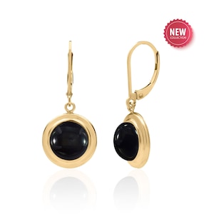 Black Onyx Drop Earrings in 14K Gold Filled, Onyx Jewelry, 7th Anniversary Gifts for Her