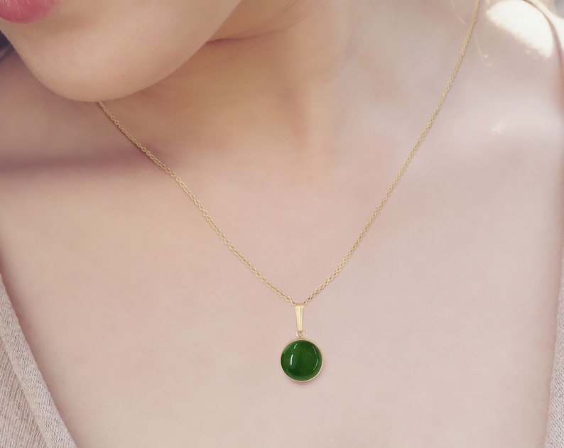 Green Jade Pendant Necklace in 14K Gold Filled, Jade Jewelry, 12th or 35th Anniversary Jewelry Gift for Her, Mothers Day Gifts for Mom