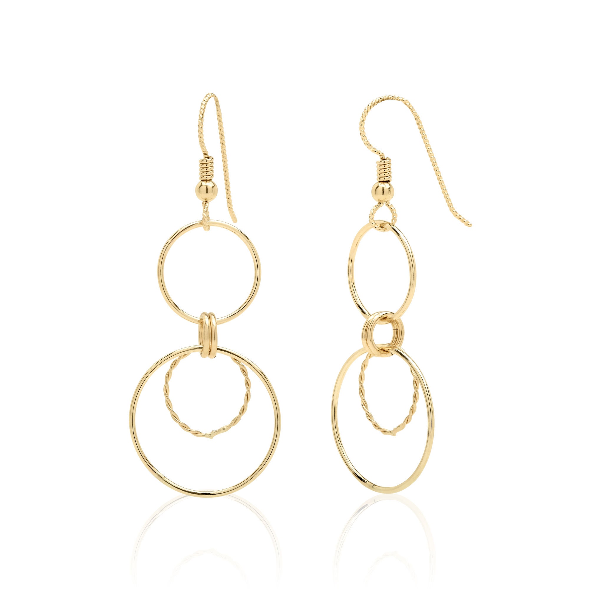 14K Gold Filled Circle Drop Dangle Earrings, Statement Earrings for Women, 1st Anniversary Gift for Her, Mothers Day Jewelry Gift for Mom
