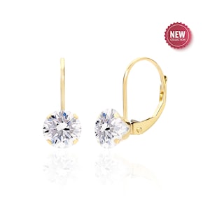 White Topaz Earring in 14K Solid Gold , April Birthstone, Natural Topaz Jewelry for Women, 4th Anniversary Gift, Mothers Day Gift for Mom