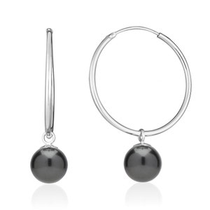 1 inch or 1.2 inches or 1.5 inches Pearl Hoops Earrings Sterling Silver or 14K Gold Filled Thin Endless Hoop Earrings choose your size