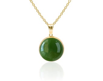 Green Jade Pendant Necklace in 14K Gold Filled, Jade Jewelry, 12th or 35th Anniversary Jewelry Gift for Her