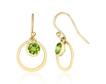 Dainty Peridot Drop Earrings Gold | August Birthstone Jewelry | 16th Anniversary Gift for Wife | Summer Jewelry