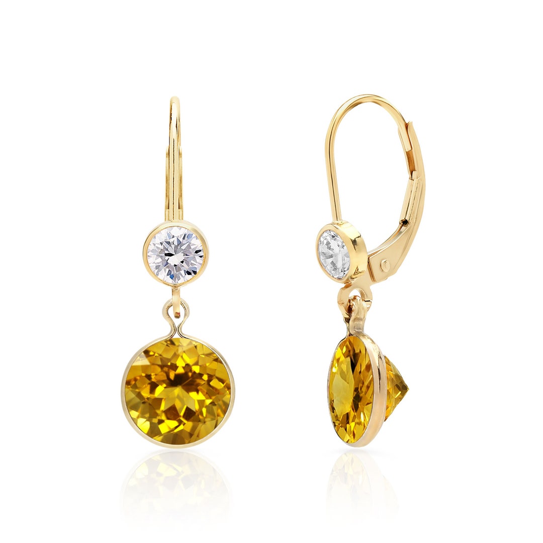 Citrine Gemstone Drop Dangle Earrings in 14K Gold Filled or - Etsy