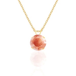 Oregon Sunstone Necklace, 14K Solid Gold or Sterling Silver, 8mm Round Sunstone Pendant