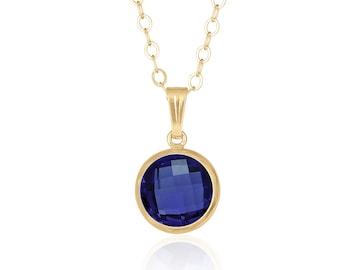 Blue Sapphire Pendant Necklace in 14K Gold Filled or Sterling Silver, September Birthstone Necklace, 5th or 45th Anniversary Gift