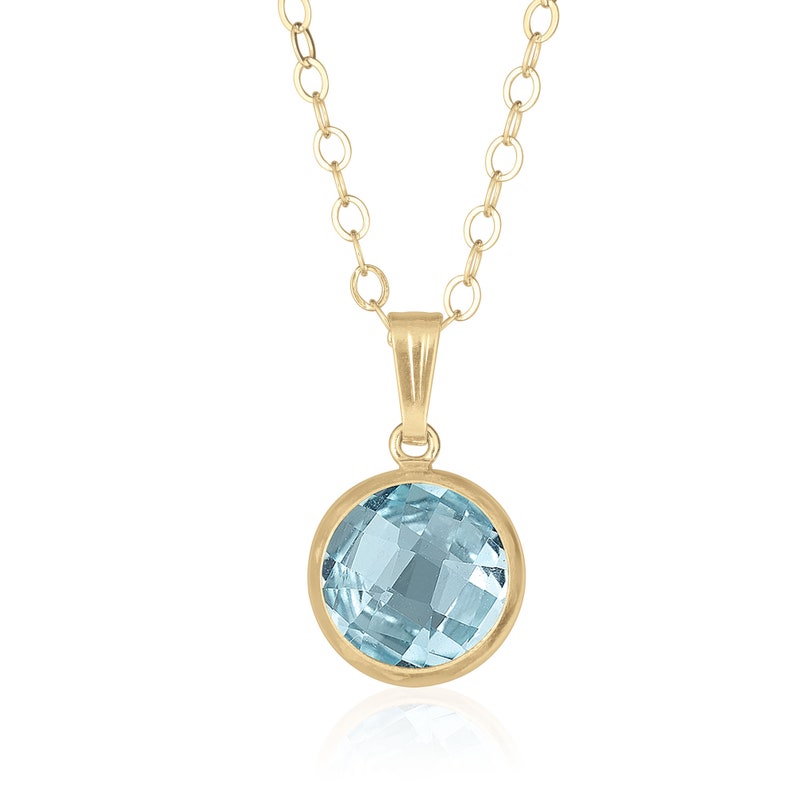 8 mm Blue Topaz Pendant Necklace in 14K Gold Filled or Etsy