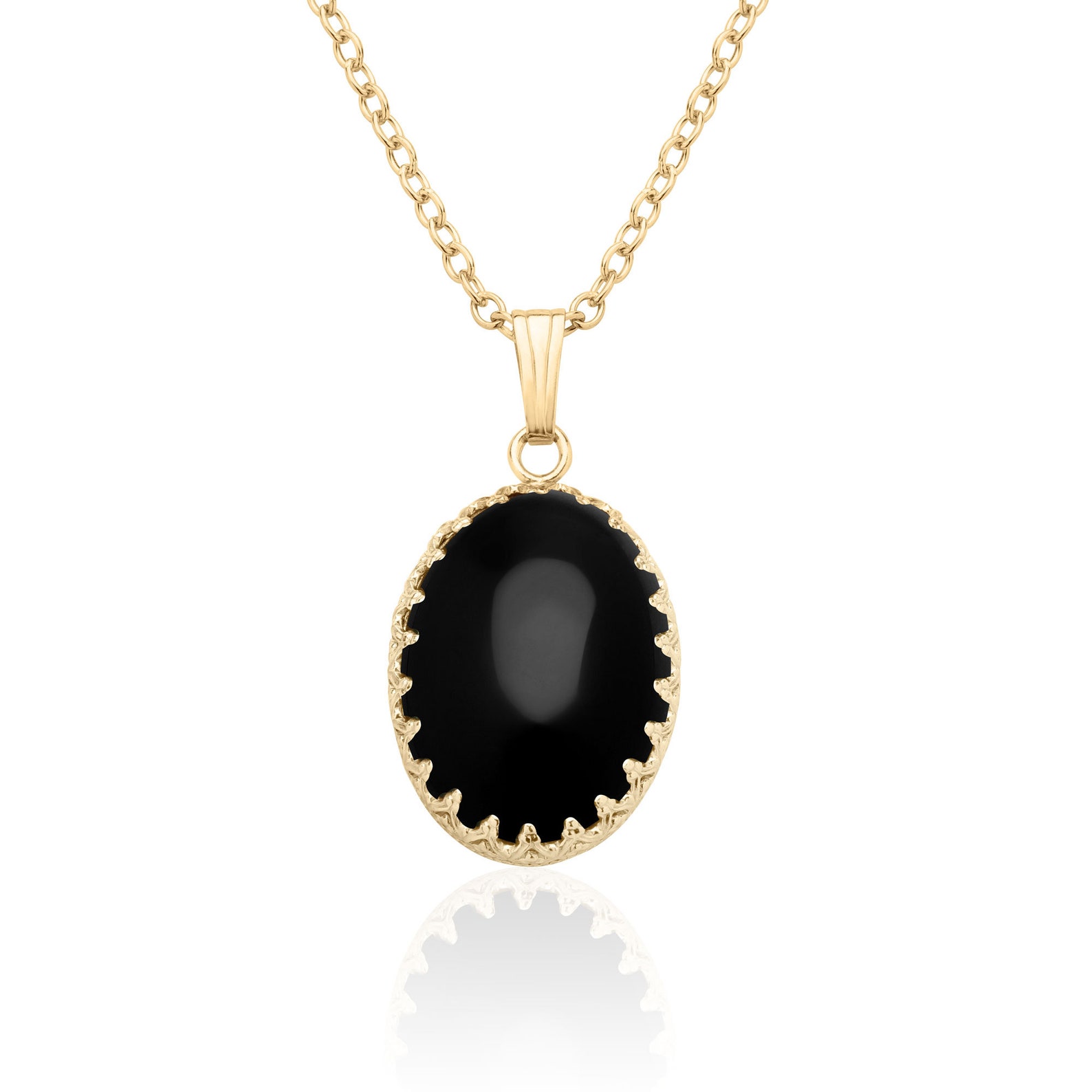 Large Black Onyx Pendant Necklace in 14K Gold Filled Black Etsy
