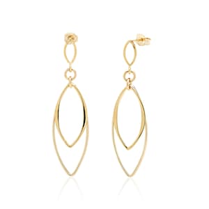 14K Gold Filled Marquise Link Drop Dangle Earrings for Women, Bridesmaids Earrings, 1st Anniversary Jewelry Gift for Her