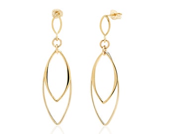 14K Gold Filled Marquise Link Drop Dangle Earrings for Women, Bridesmaids Earrings, 1st Anniversary Jewelry Gift for Her