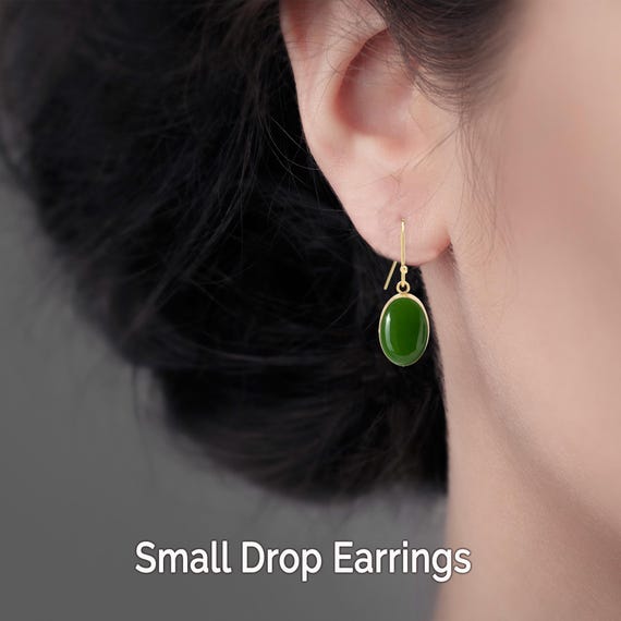 Boucles D'Oreilles Argent 925 & Jade Naturel - Modèle Original - Idéal Cadeau