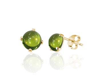 Pequeños pendientes de peridoto para mujeres en oro de 14 quilates o plata esterlina, joyería de peridoto, piedra de nacimiento de agosto, gif del 16 aniversario paraher