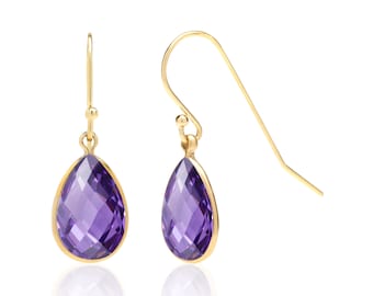 Amethyst Teardrop Earrings Dangle in 14K Gold Filled or Silver, Purple Amethyst Jewelry, February Birthstone, 6th or 33rd Anniversary Gift