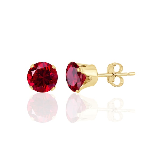 Ruby Earrings Studs in 14K Solid Gold / 14K Gold Filled / Sterling Silver, July Birthstone, 15th or 40th Anniversary, Valentines Day Gift