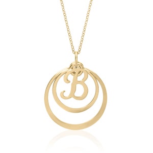 Initial Letter Charm Pendant Necklace for Women in 14K Gold Filled, Personalized Jewelry Gifts for Her / Mom / Wife / Bridesmaid