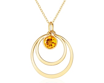 Citrine Pendant Necklace for Women - 14K Gold Filled or Sterling Silver