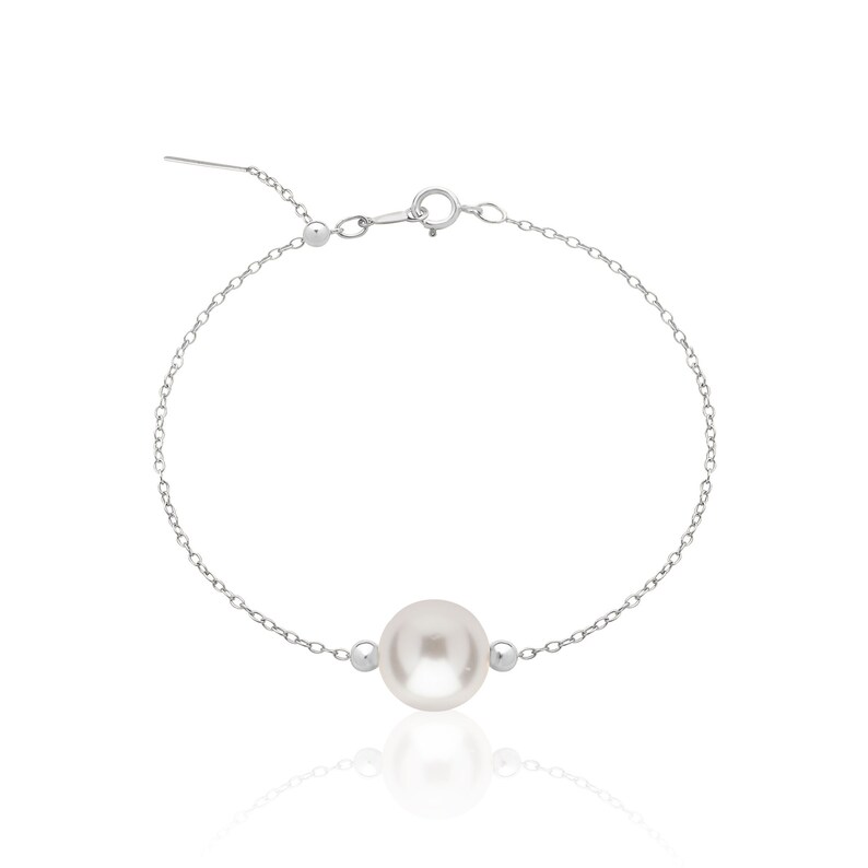 Minimalist June Birthstone Bracelet Dainty Single Pearl Bracelet for Women in 14K Gold Filled Pearl Jewelry 3rd or 30th Anniversary Gift