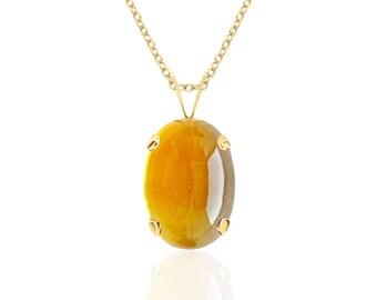 Golden Yellow Citrine Pendant Necklace in 14K Solid Gold / Sterling Silver / 14K Gold Filled, November Birthstone, 13th Anniversary Gift