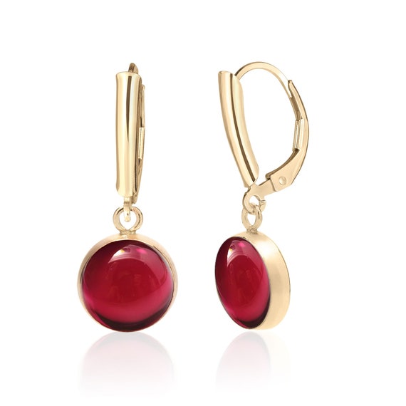 Elegant St Silver Earrings with Ruby Cabochon and Faux Diamonds - $3K
