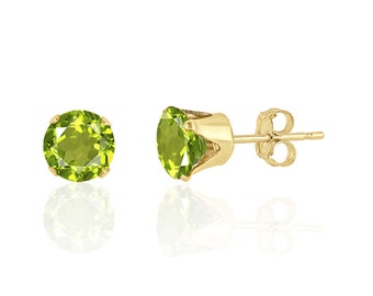 Peridot Earrings Studs in 14K Solid Gold / 14K Gold Filled / Silver, Peridot Jewelry, August Birthstone, 16th Anniversary Gifts for Her