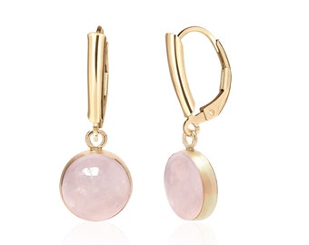 Rose Quartz Earrings in 14K Gold Filled, Rose Quartz Jewelry, January Birthstone Earrings, 5th Anniversary Gift