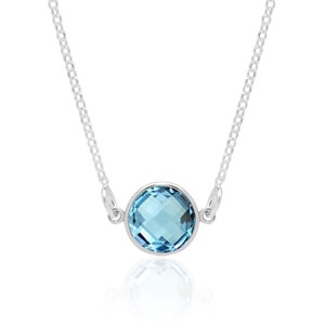 Blue Topaz Choker Necklace for Women in Sterling Silver, December Birthstone Jewelry, 4th Anniversary Gifts for Her image 1