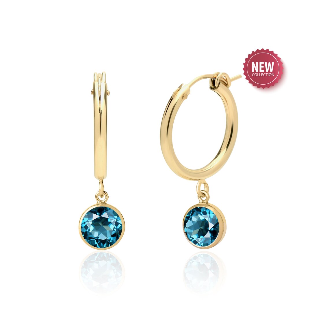 London blue topaz hoop earrings Clearance