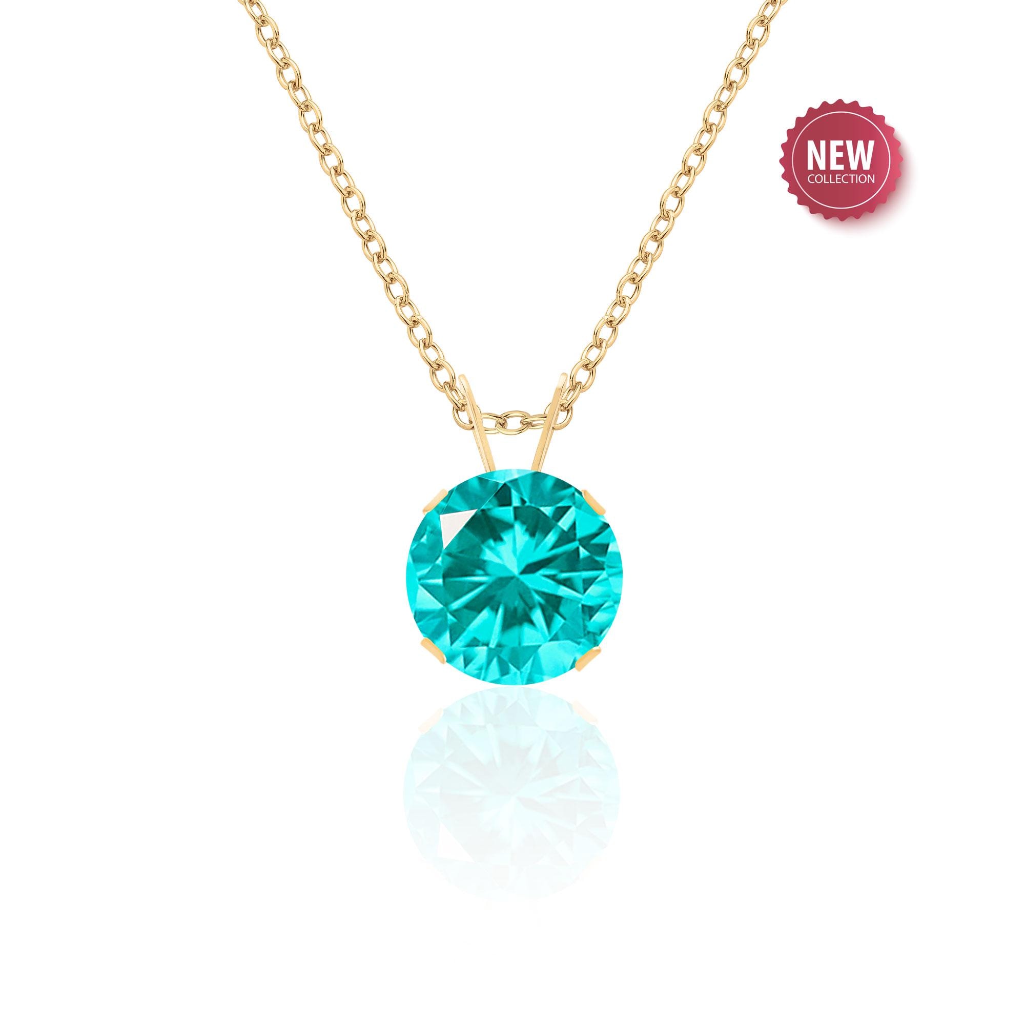 Lab Created Paraiba Tourmaline Necklace in 14K Yellow Gold / Sterling Silver / 14K Gold Filled, Ethical Paraiba Jewelry, October Birthstone