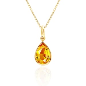 Yellow Sapphire Pendant Necklace - 10x7 mm Lab Created Gemstone | September Birthstone Jewelry | 5th / 45th Anniversary Gift | Push Present