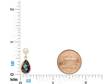ミスティック レインボー トパーズ イヤリング、14K ゴールド フィルド