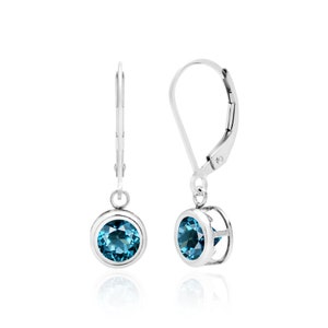 London Blue Topaz Earrings in Sterling Silver, London Blue Topaz Jewelry, December Birthstone Earrings, 4th Anniversary Gift