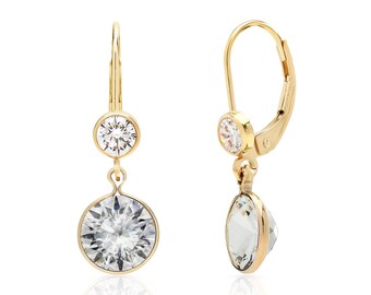 Dazzing Gold Filled Round White Sapphire Circle CZ Dangle Earrings Jewelry Gift