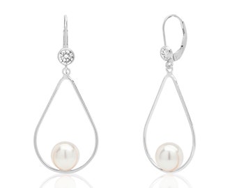 Pearl Drop Dangle Earrings in Sterling Silver or 14K Gold Filled, Bridal Wedding Earrings, Pearl Jewelry, 3rd or 30th Anniversary Gift