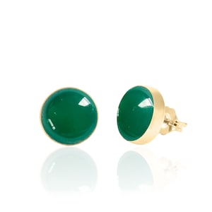 10 mm Green Onyx Earrings in 14K Gold Filled or Sterling Silver, Natural Onyx Gemstone Jewelry, Unique Jewelry Gift for Her
