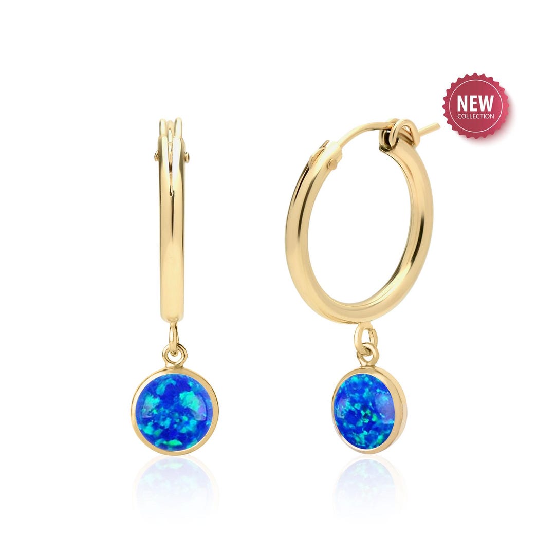 Blue Opal Oval Hoop Earrings main image 1