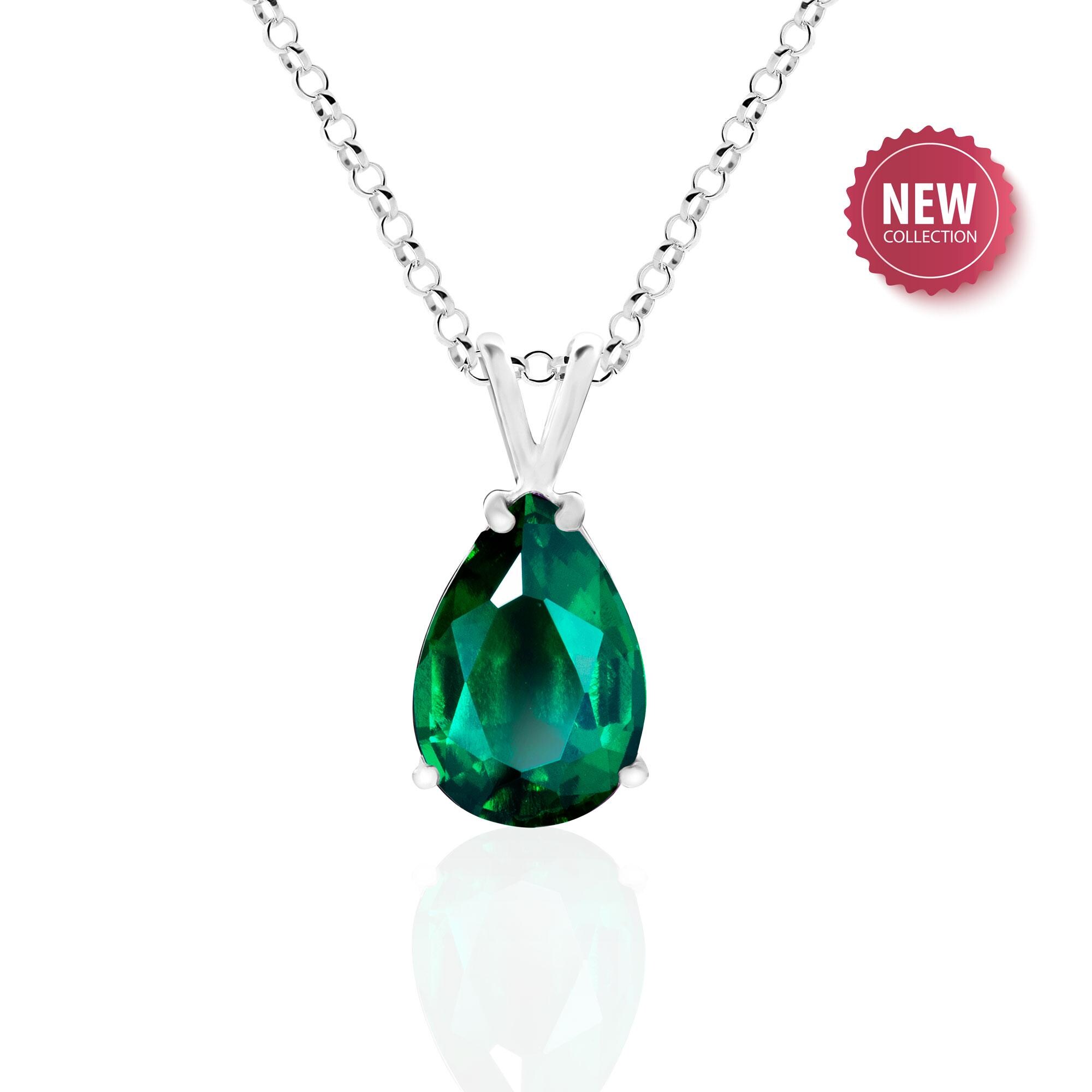 エメラルドネックレス　ビーズ　ジュエリー　emerald necklace Emerald Necklace in Sterling Silver - Choice of 10x7 or 13x9