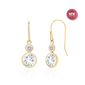 White Topaz Earrings in 14K Solid Yellow of White Gold, Topaz Jewelry, April Birthstone, Bridal Earrings, Mothers Day Gift
