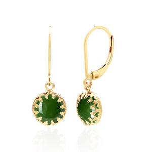 Genuine Jade Earrings Vintage Style in 14K Gold Filled, Jade Jewelry, 12th or 35th Anniversary Gifts for Her, Christmas Gifts for Women