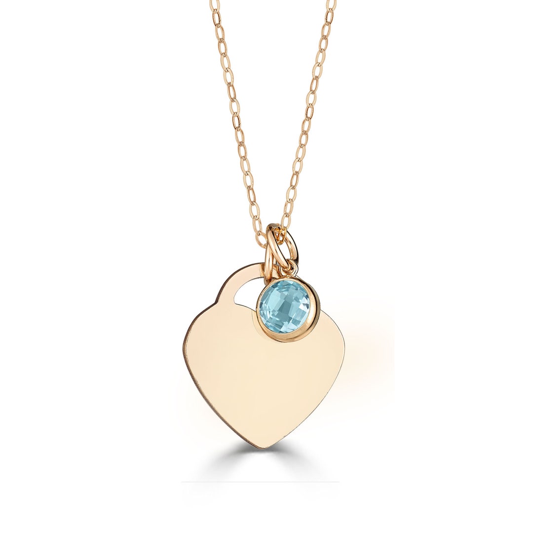 Blue Topaz Heart Pendant Necklace 14K Gold Filled or Sterling Silver ...