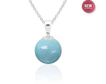 Sterling Silver Aquamarine Pendant Necklace – March Birthstone Jewelry, 19th Anniversary Gift, Pisces Aries Birthday Gift, Also in 14K Gold