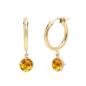 Citrine Hoop Earrings for Women in 14K Gold Filled or Sterling Silver, November Birthstone, Citrine Jewelry, 13th Anniversary Gift for Her