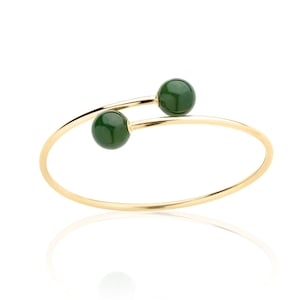 Green Jade Bangle Bracelet for Women in 14K Gold Filled or Sterling Silver, Jade Jewelry, 12th or 35th Anniversary Gift, Mothers Day Gift