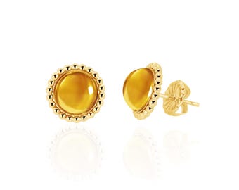 Citrine Stud Earrings 14K Gold Filled - Available in Two Sizes