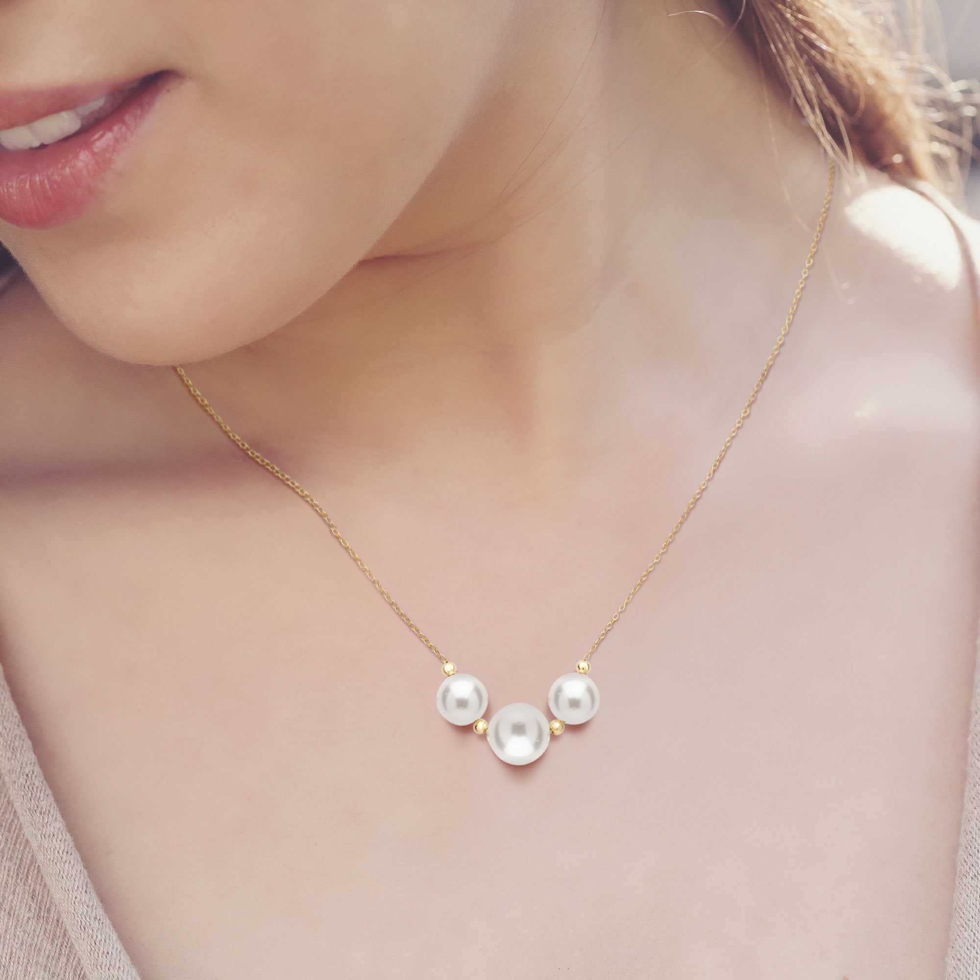 Pearl Choker Necklace in 14K Gold Filled or Sterling Silver