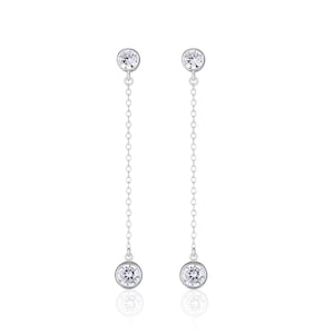 Long Chain Drop Dangle Earrings  Sterling Silver Drop Earrings for Women, Bridal Earrings, Bridesmaid Gift