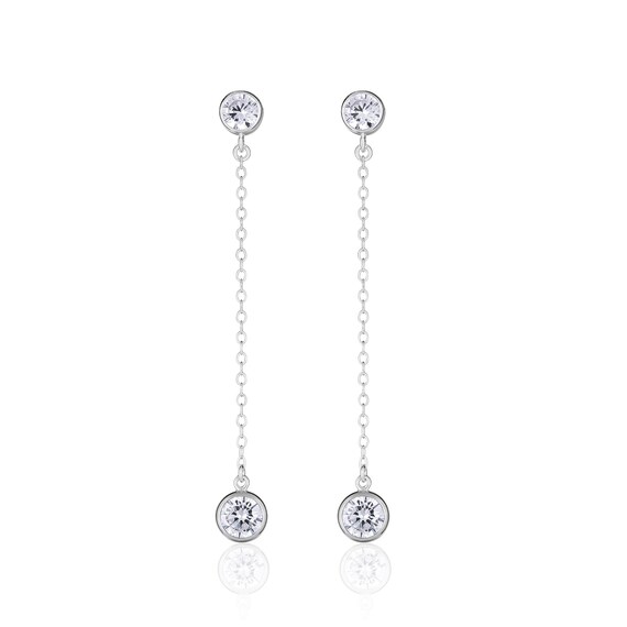 Long Chain Drop Dangle Earrings Sterling Silver Drop Earrings for