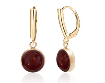 Garnet Drop Earrings for Women in 14K Gold Filled, Genuine Red Garnet Jewelry, January Birthstone, 2nd Anniversary Gift for Her