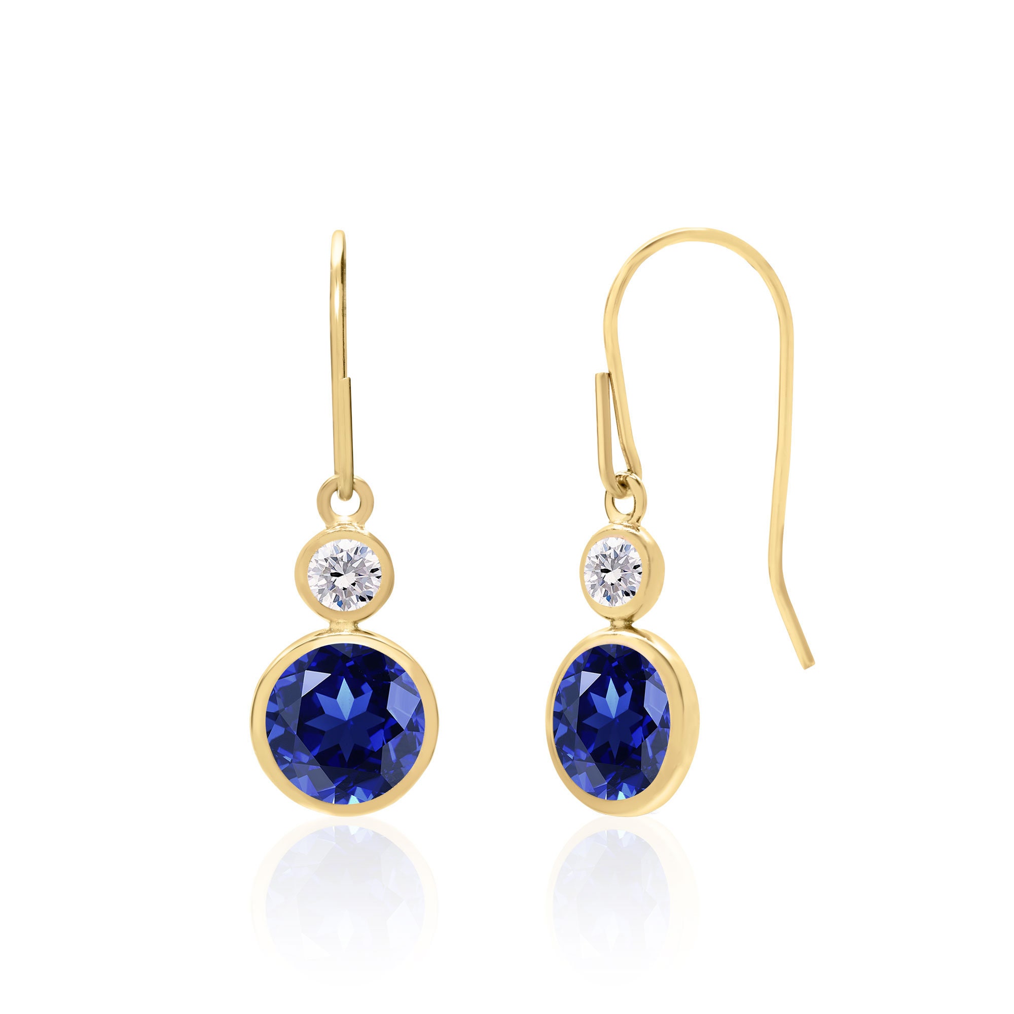 Dainty Blue Sapphire Drop Earrings 14K Solid Gold September - Etsy